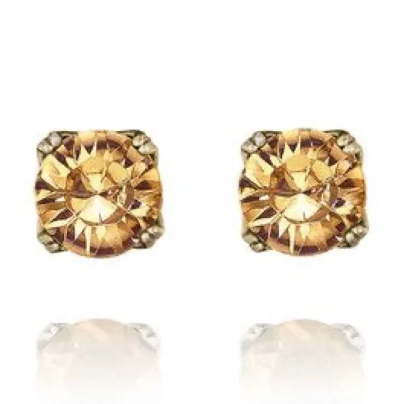 November Birthstone Round Topaz Stud Earrings - Picture 1 of 3